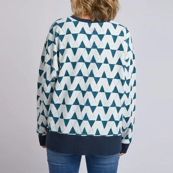 Janey Geo Crew - Navy Geo Print