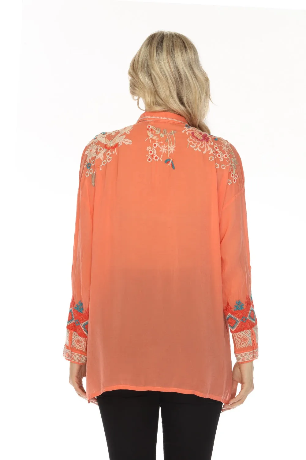 Johnny Was Adrina Embroidered Tunic Top C29024 Boho Chic