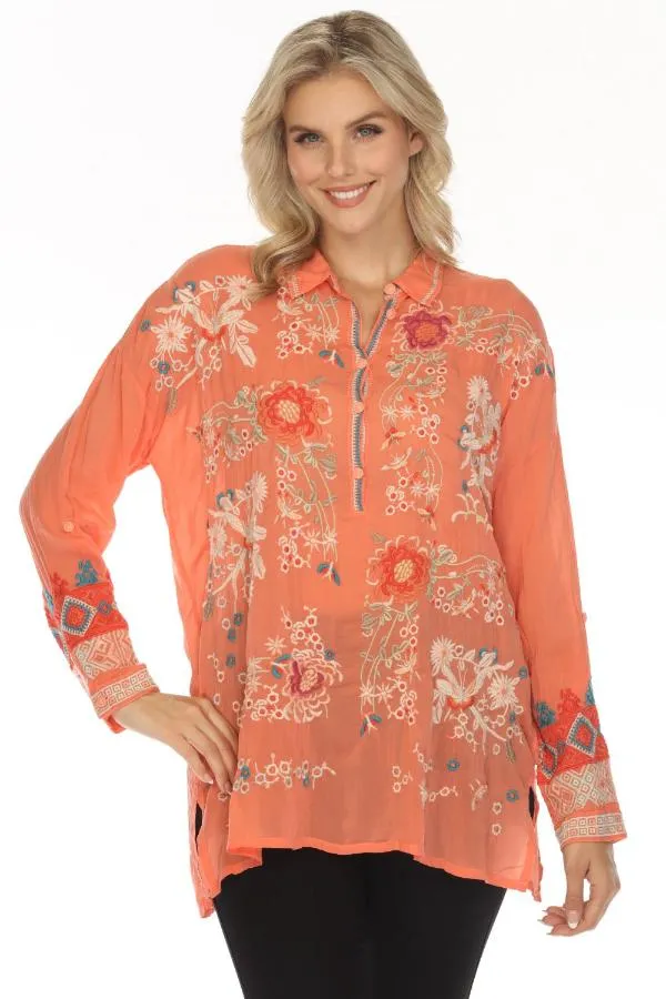 Johnny Was Adrina Embroidered Tunic Top C29024 Boho Chic