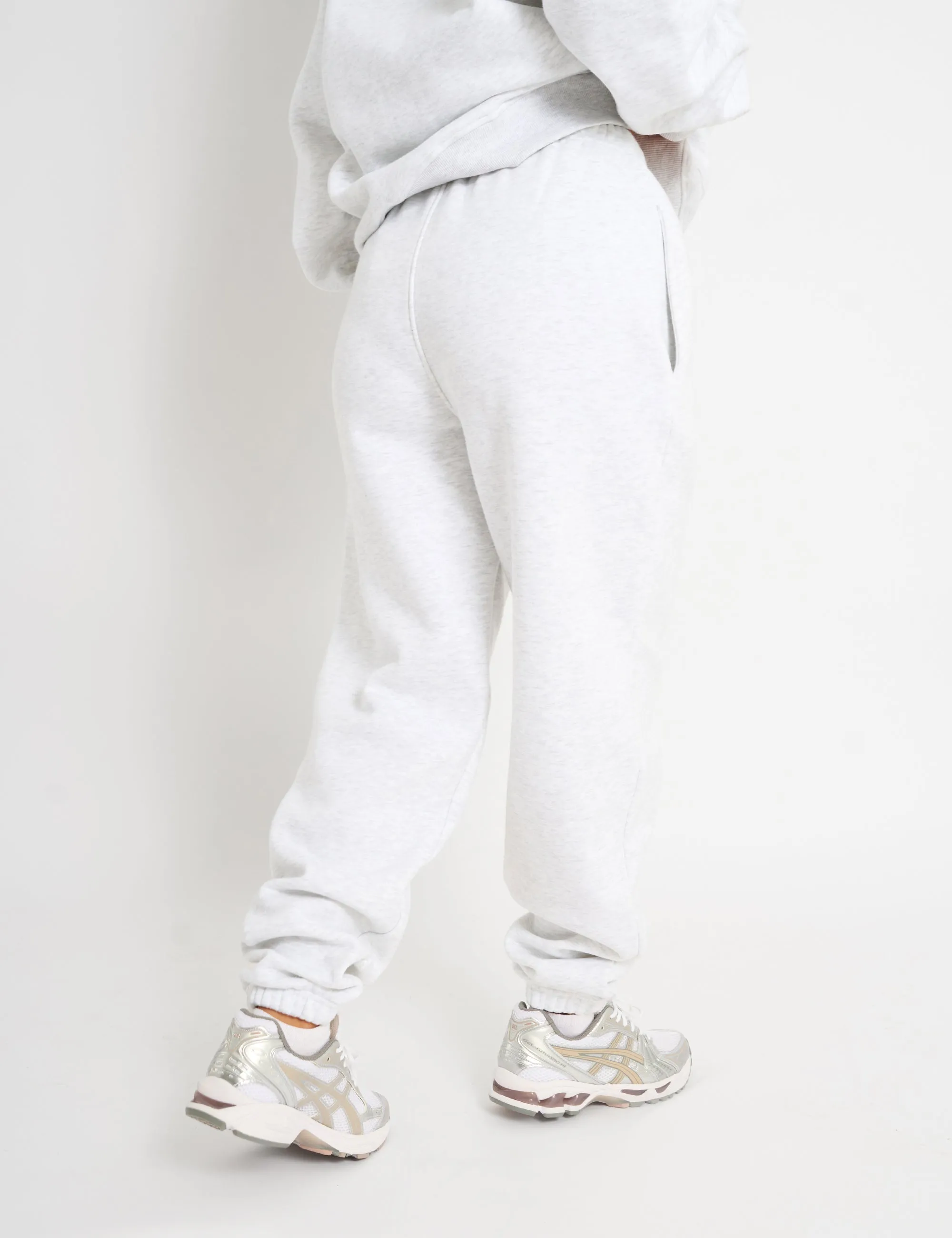 Kaiia Logo Cuffed Joggers Light Grey Marl & Forest Green