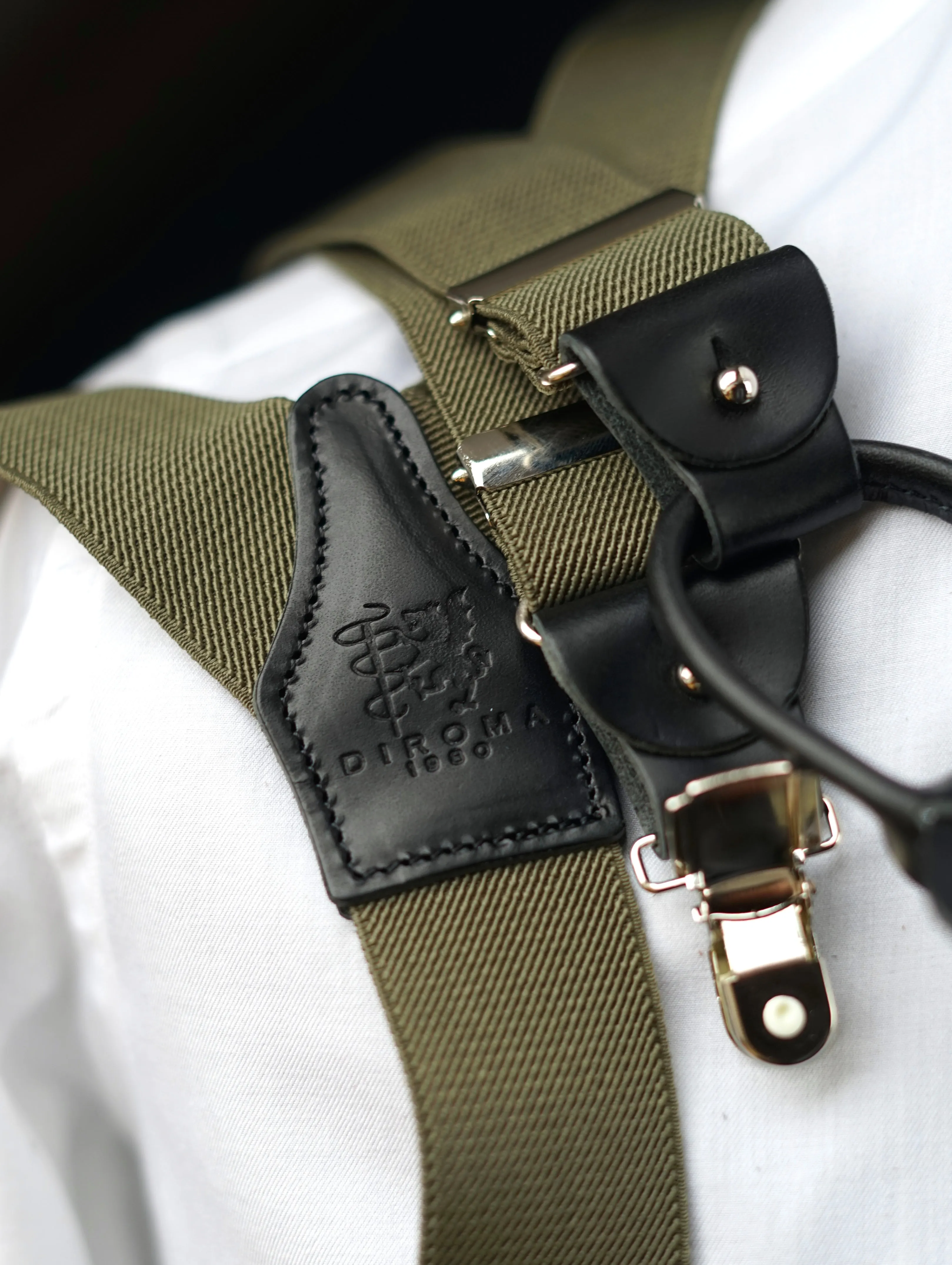 Khaki Clip/Buttons Braces