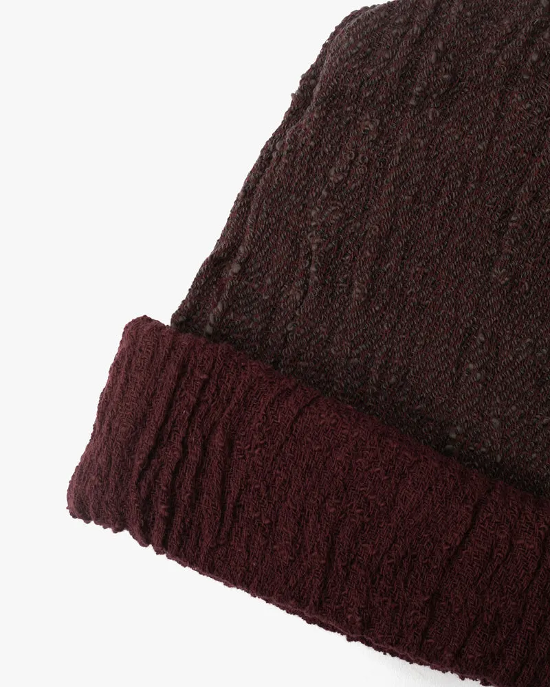 Kobo Oriza Knit Cap, Multi Functional, Cotton, Split Maroon and Cocoa Brown , 9˝