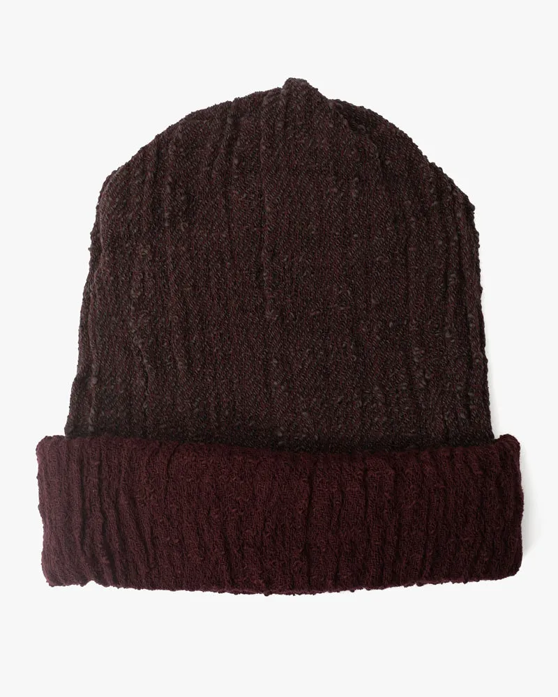 Kobo Oriza Knit Cap, Multi Functional, Cotton, Split Maroon and Cocoa Brown , 9˝