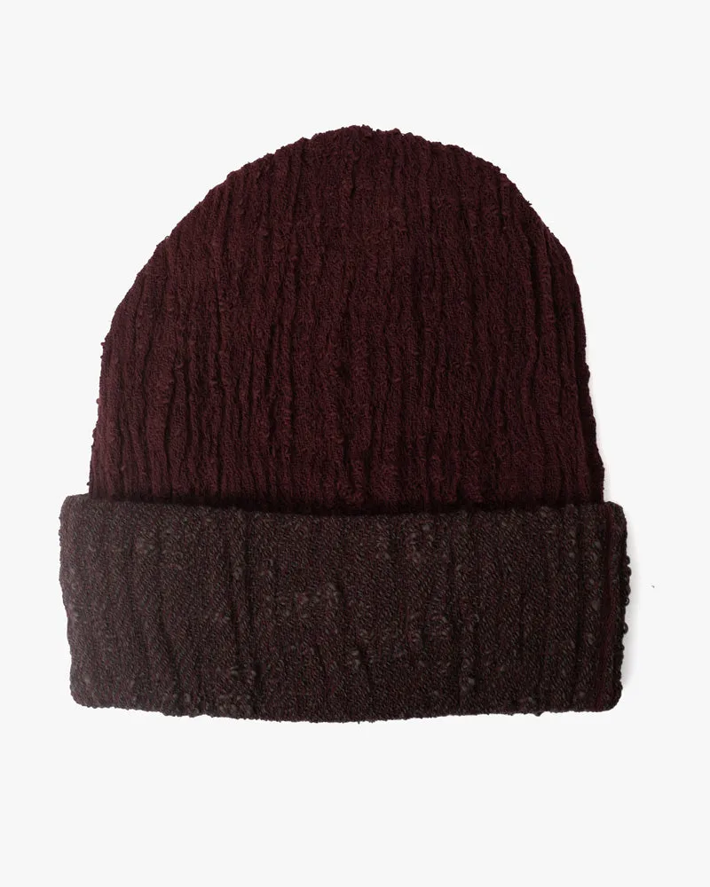 Kobo Oriza Knit Cap, Multi Functional, Cotton, Split Maroon and Cocoa Brown , 9˝