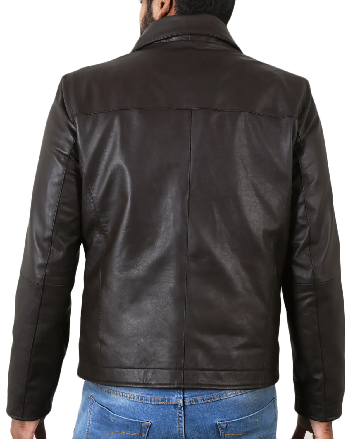 Leather Jackets Hub Mens Genuine Lambskin Leather Jacket (Black, Aviator Jacket) - 1501282