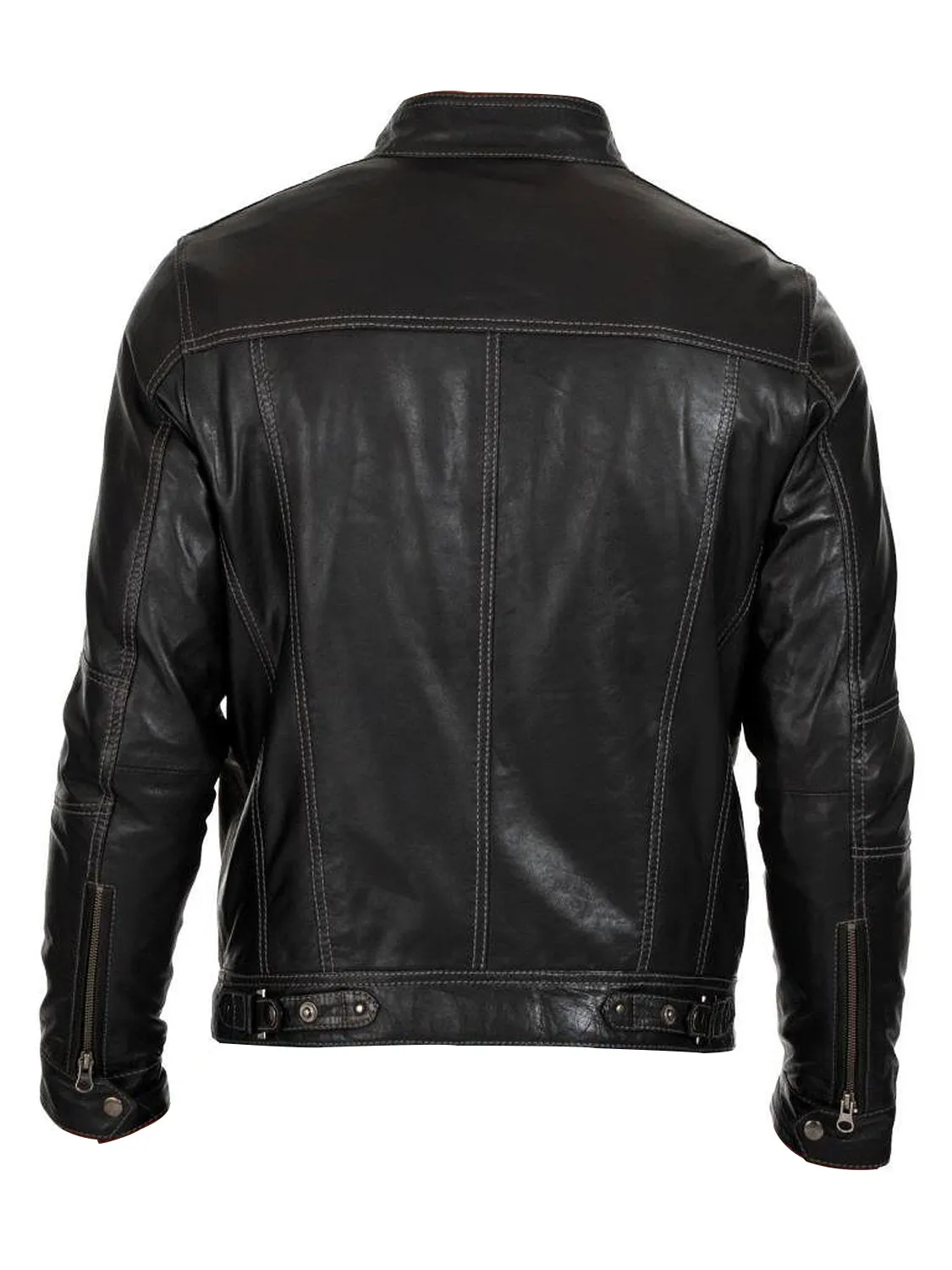 Leather Jackets Hub Mens Genuine Lambskin Leather Jacket (Black, Classic Jacket) - 1501064