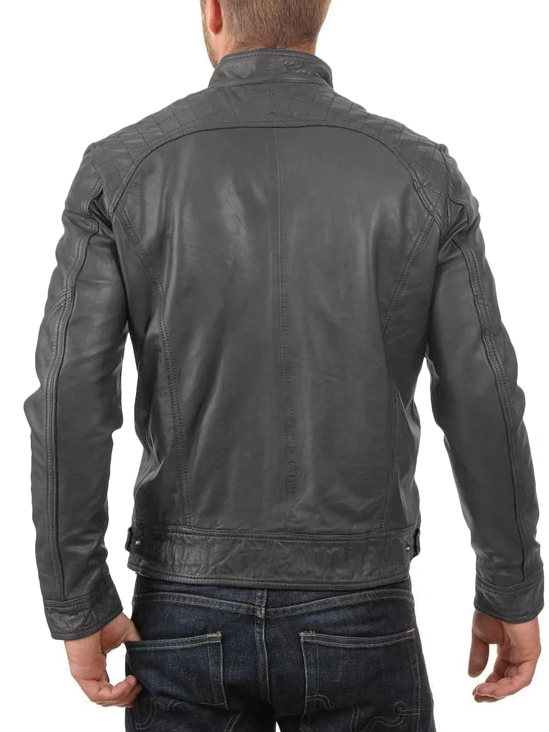 Leather Jackets Hub Mens Genuine Lambskin Leather Jacket (Black, Fencing Jacket) - 1701007