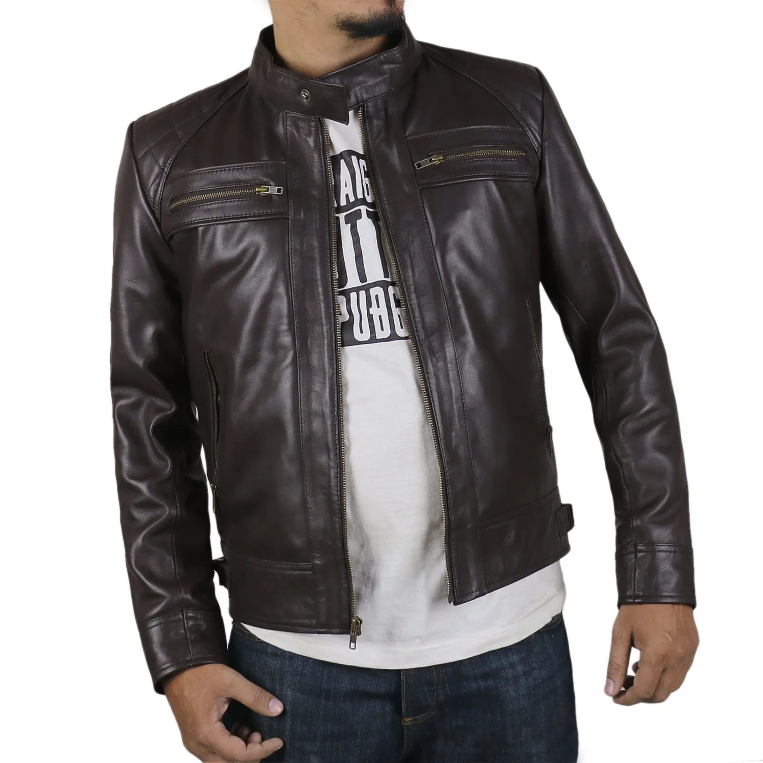 Leather Jackets Hub Mens Genuine Lambskin Leather Jacket (Black, Fencing Jacket) - 1701007