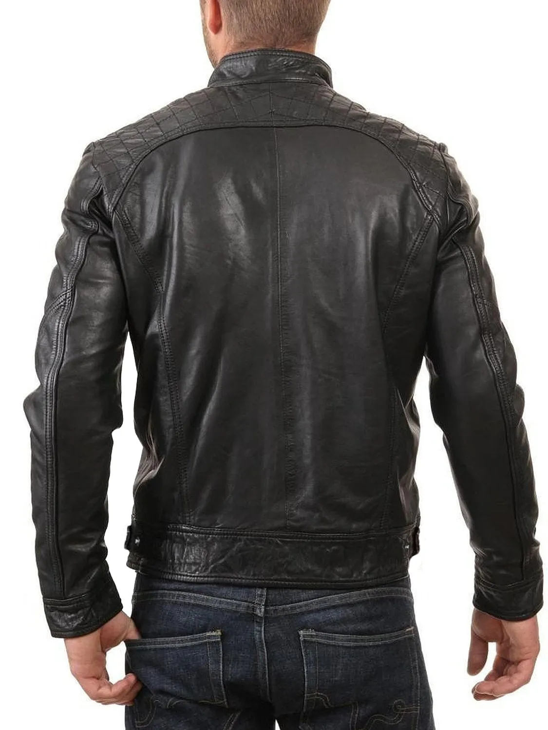 Leather Jackets Hub Mens Genuine Lambskin Leather Jacket (Black, Fencing Jacket) - 1701007