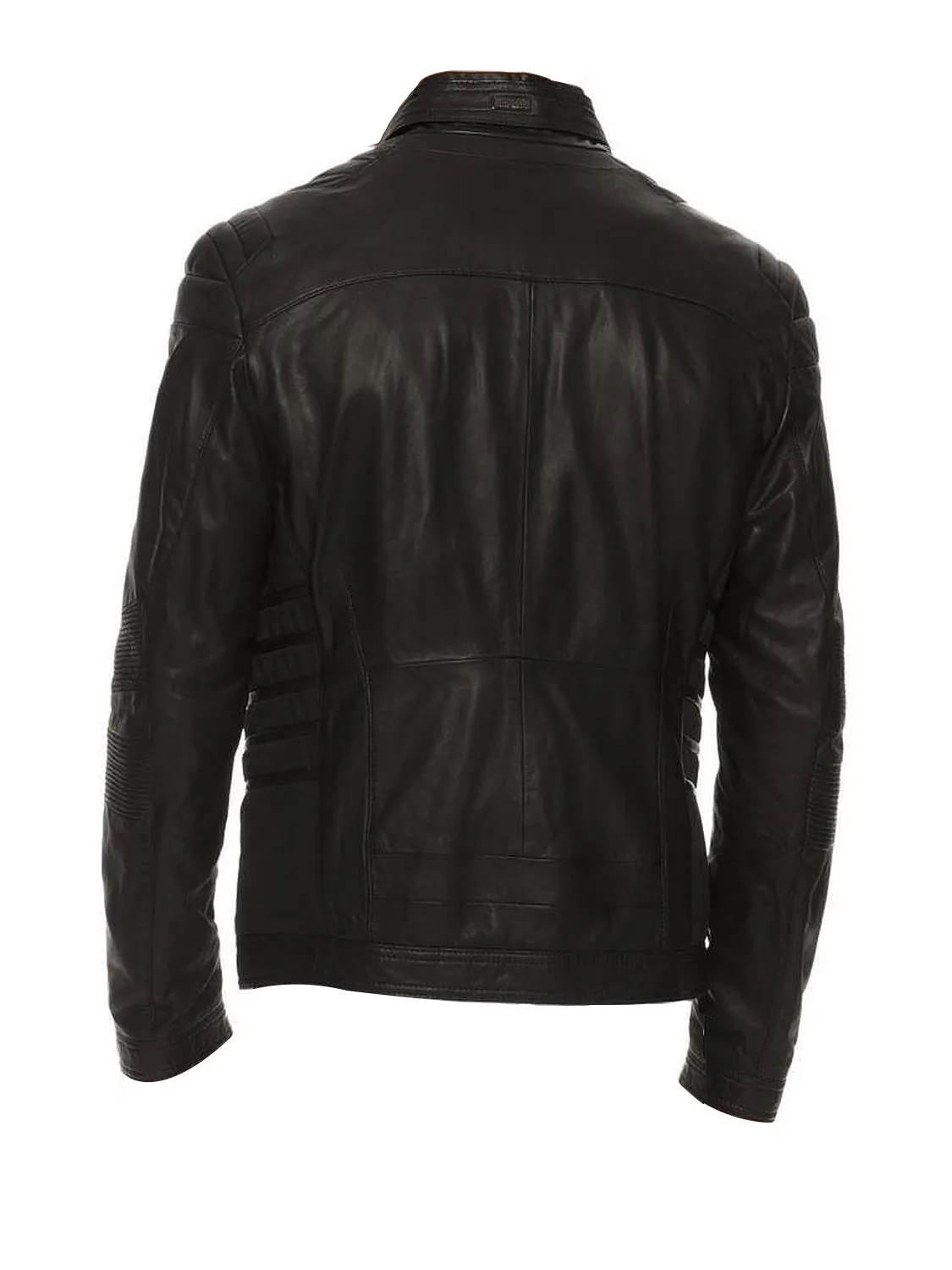 Leather Jackets Hub Mens Genuine Lambskin Leather Jacket (Black, Racer Jacket) - 1501156