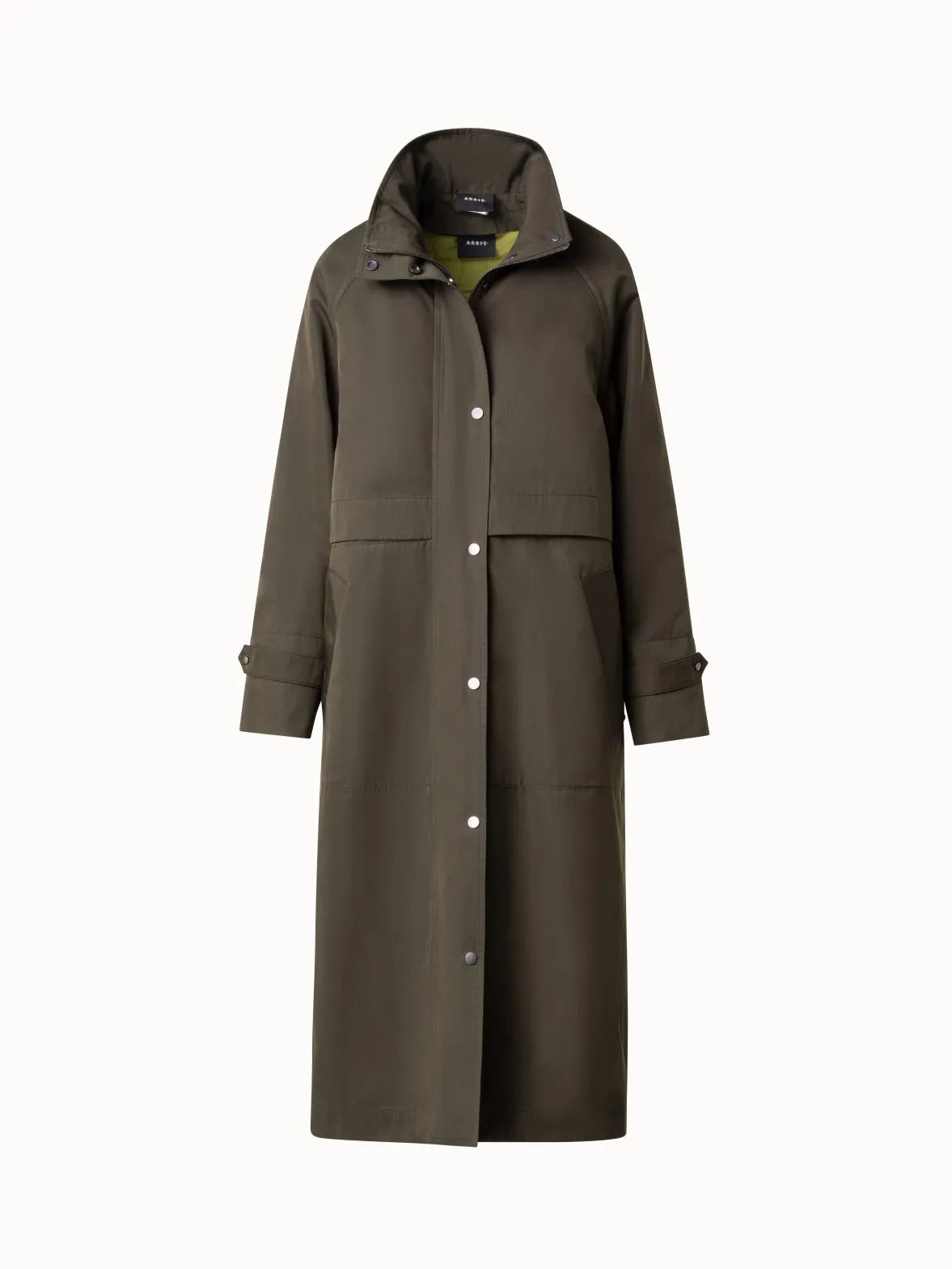 Long Silk Coat with Detachable Hood