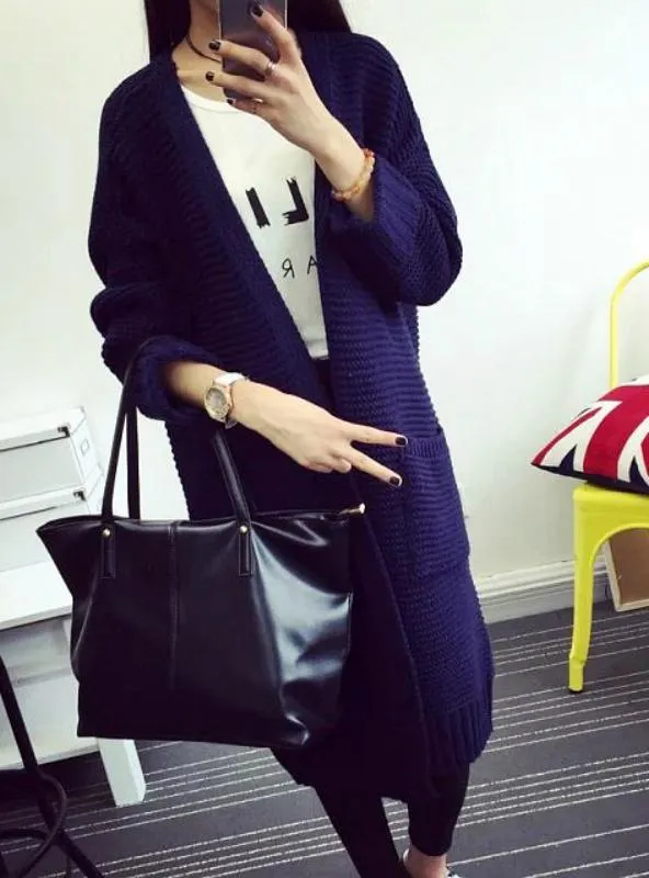 LONG SWEATER CARDIGAN FASHION AUTUMN WINTER LONG SLEEVE