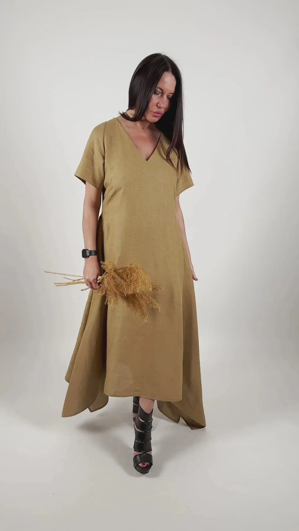 LUCCA LINEN V NECK DRESS