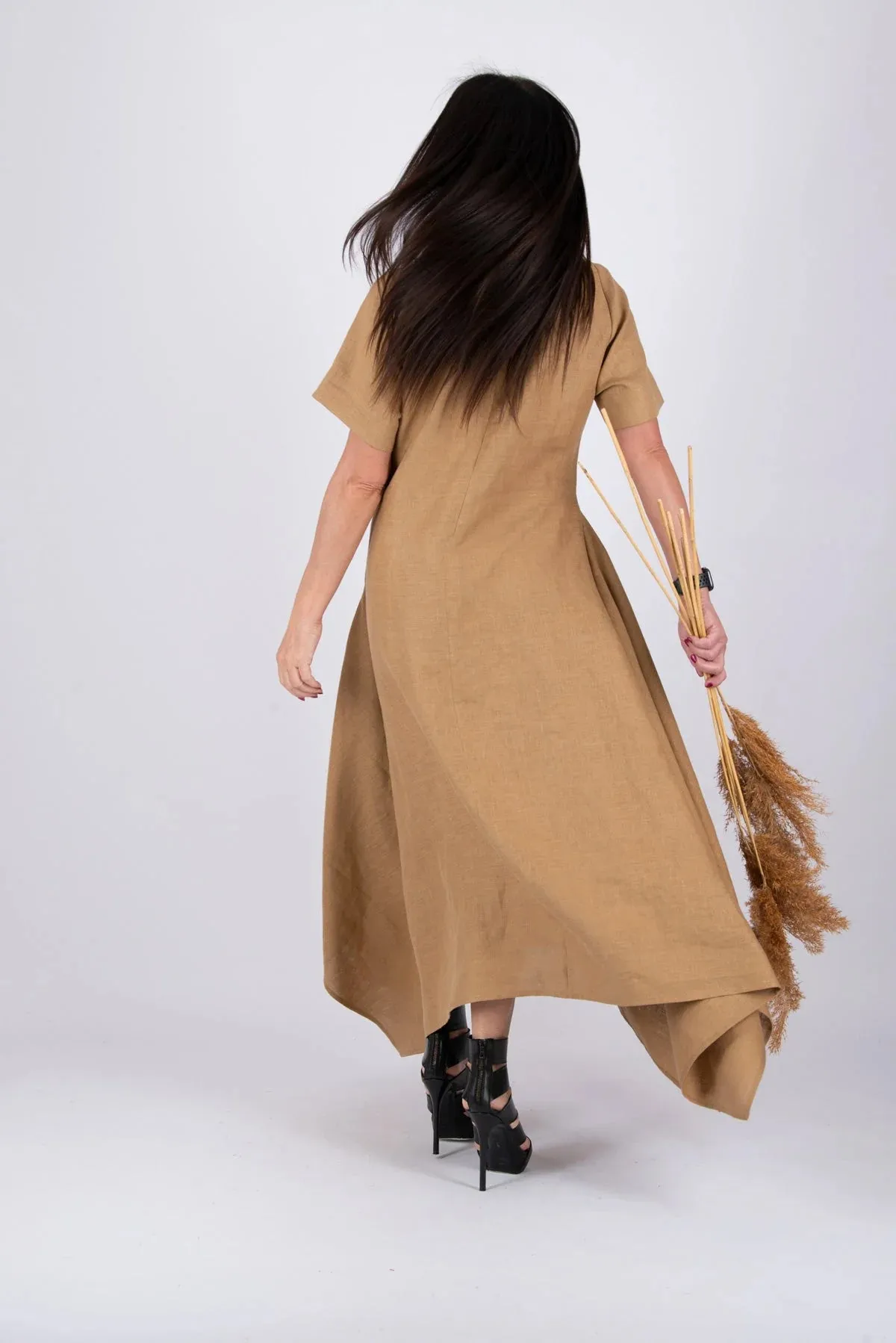 LUCCA LINEN V NECK DRESS