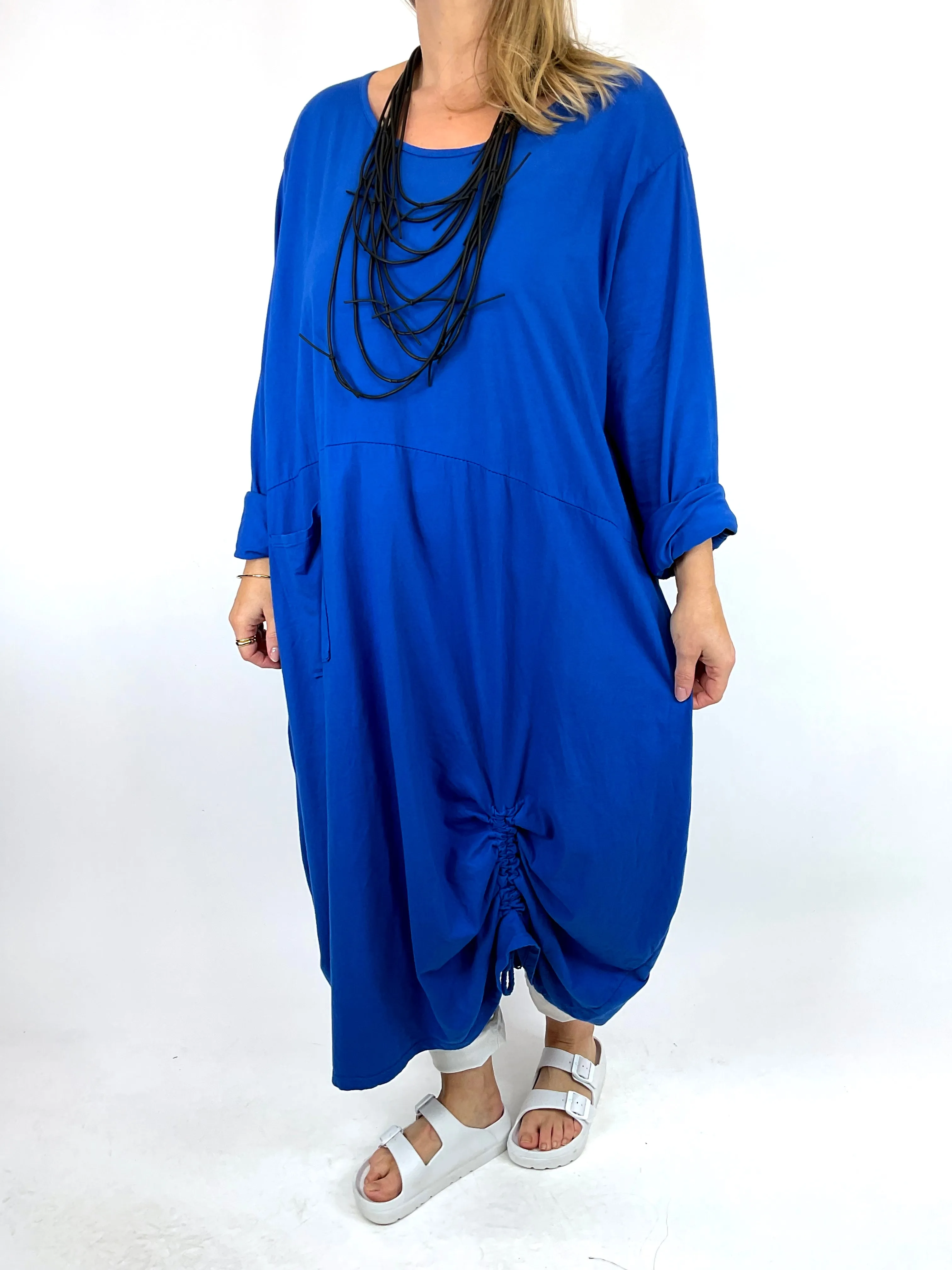 Made in Italy Lagenlook Ellis Ruche Tunic in Royal Blue. code 55919