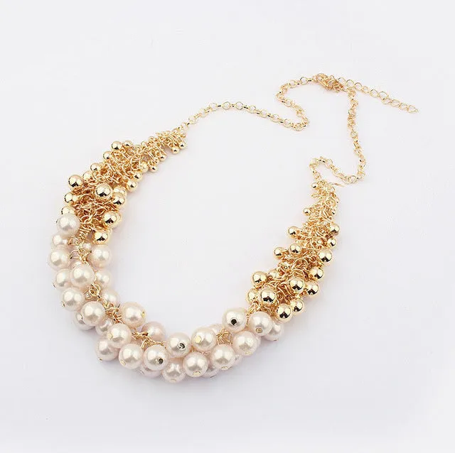 Match-Right 2015 New Hot Sell Simulated Pearl Jewelry Trendy Women Necklaces & Pendants  Short Chokers Statement Necklace