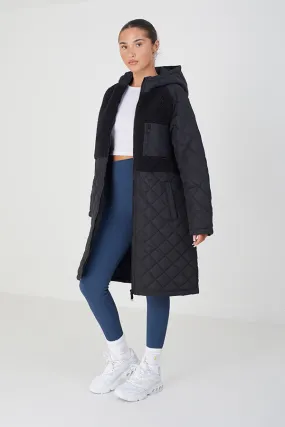 MAXI DIAMOND PADDED COAT WITH BORG UPPER