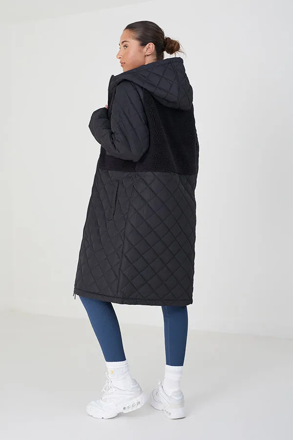 MAXI DIAMOND PADDED COAT WITH BORG UPPER