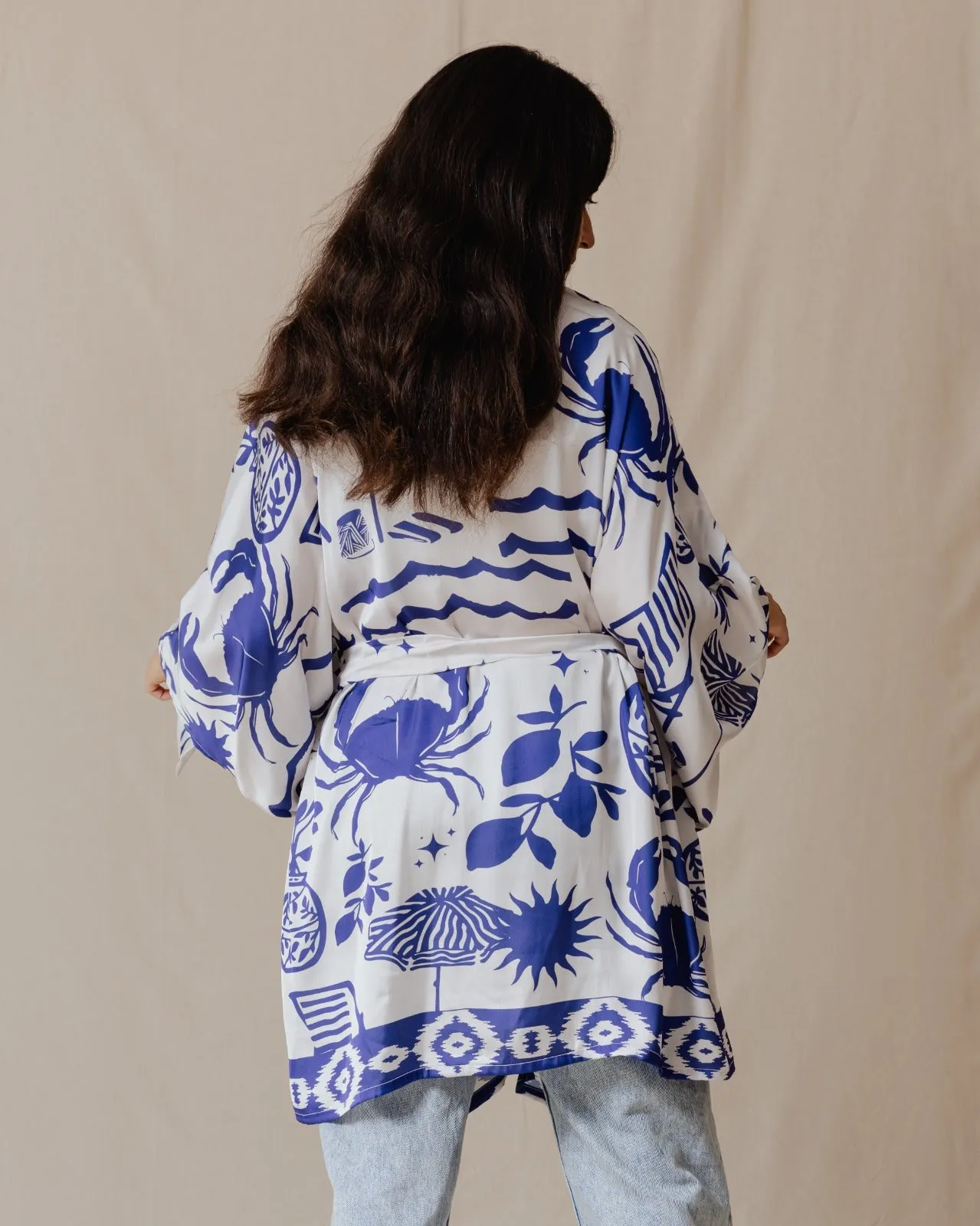 Mediterranean Blue Short Kimono