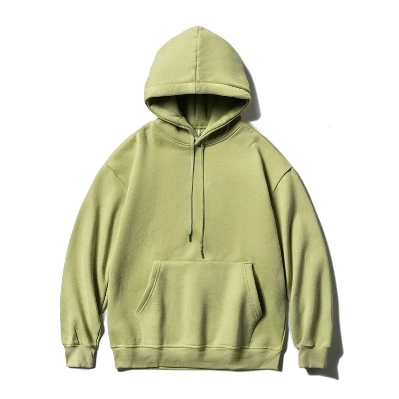 Men Oversized Hoodies Solid Color Man Casaual Hooded Pullovers 2023 Winter Warm Fleece Sweatshirts Top Man Clothing