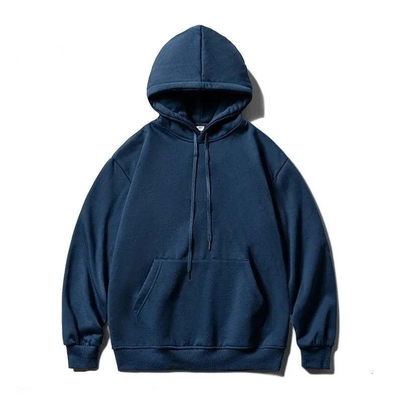 Men Oversized Hoodies Solid Color Man Casaual Hooded Pullovers 2023 Winter Warm Fleece Sweatshirts Top Man Clothing