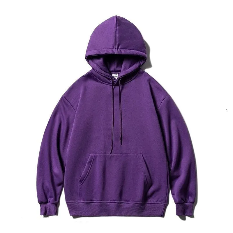 Men Oversized Hoodies Solid Color Man Casaual Hooded Pullovers 2023 Winter Warm Fleece Sweatshirts Top Man Clothing