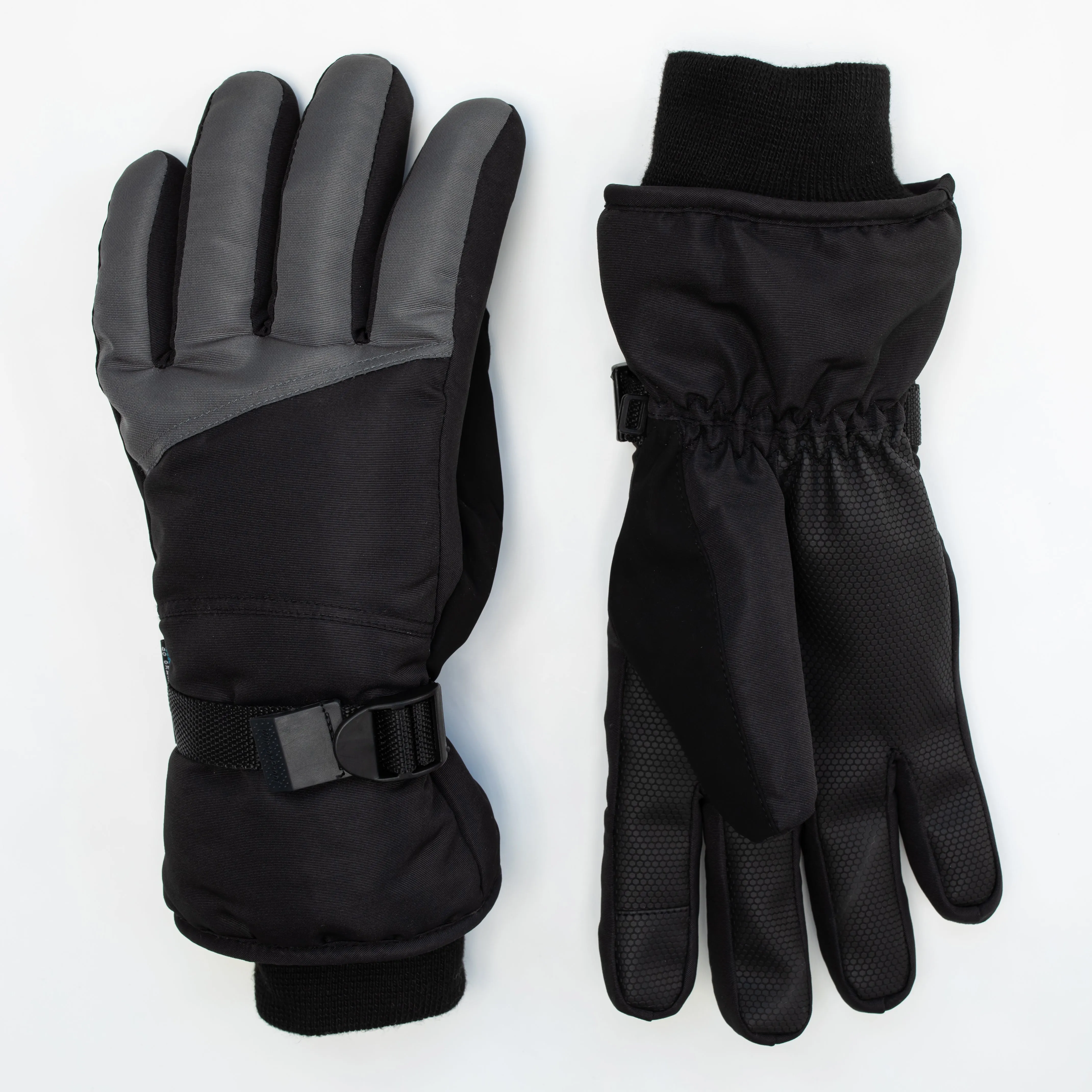 Men's Black Grey Ski Gloves