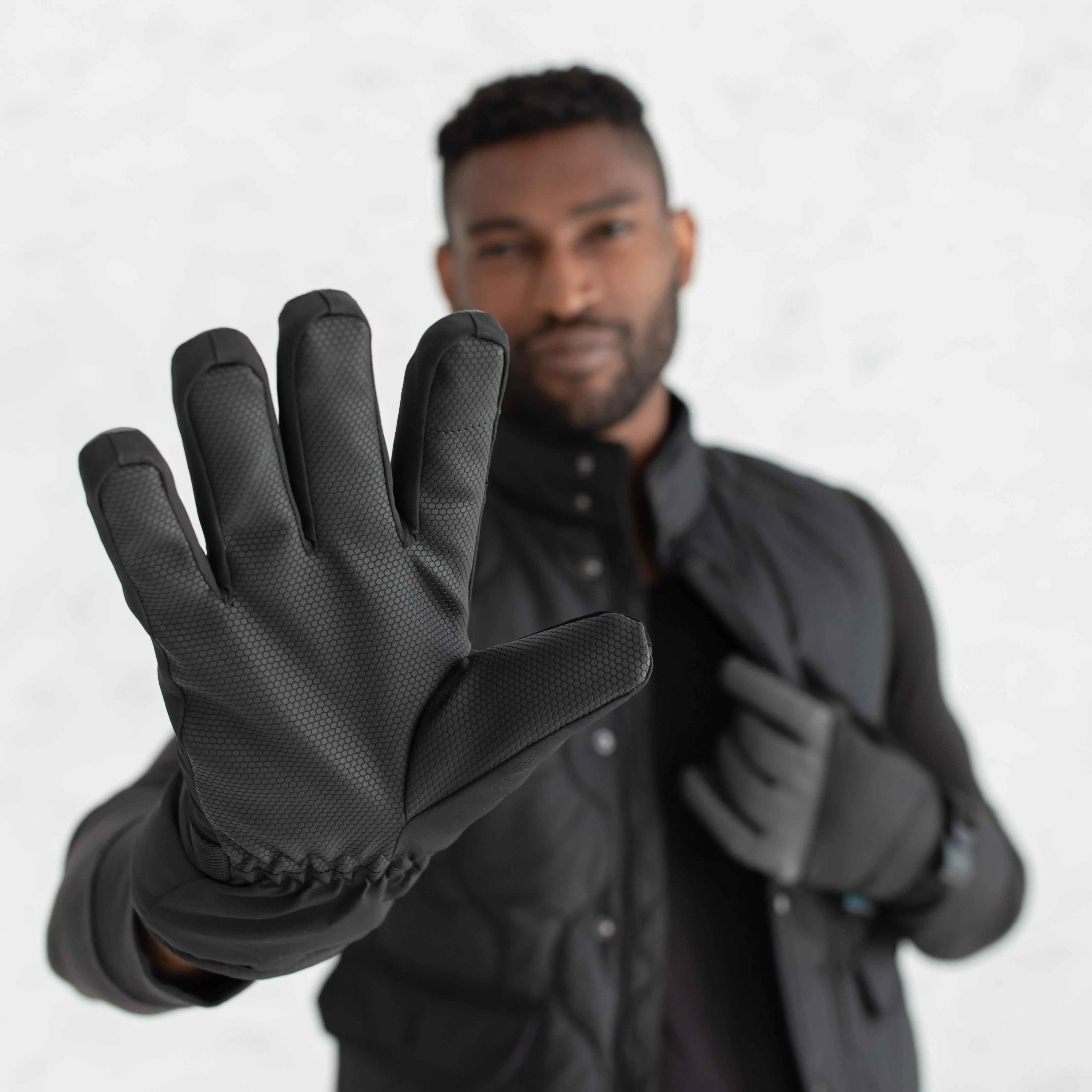 Men's Black Grey Ski Gloves