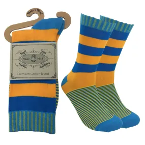 Mens Colorful Cotton Business Fun Casual Fashion Stripe Socks  Collection- Single Pairs