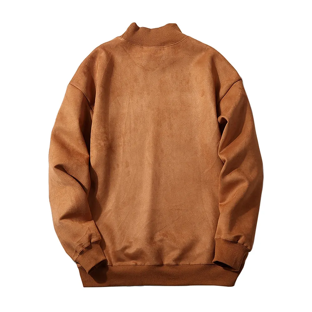 Men's Crew Neck Graphic Print Long Sleeves Suede Sweatshirt