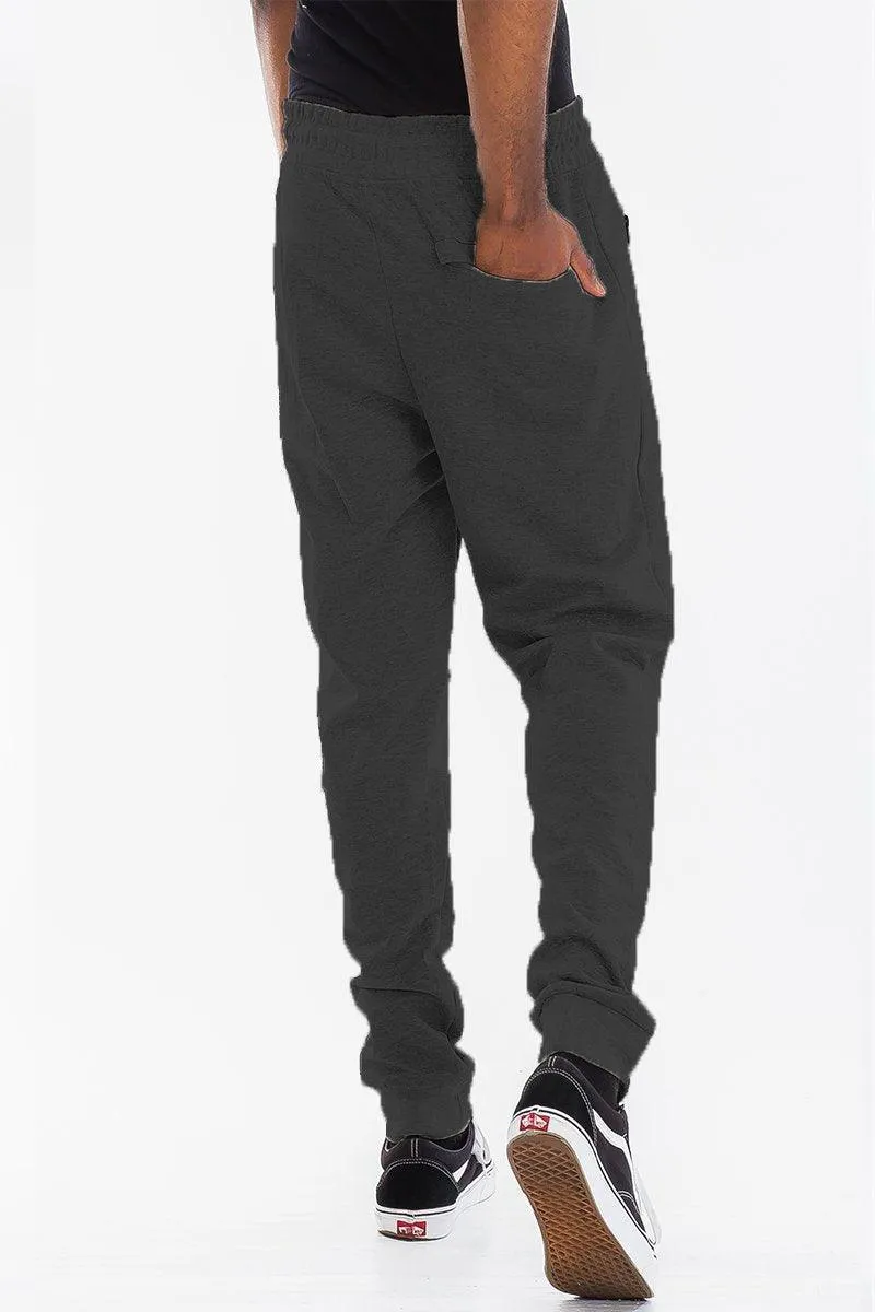 Mens Dark Grey Heathered Sweat Pants Joggers