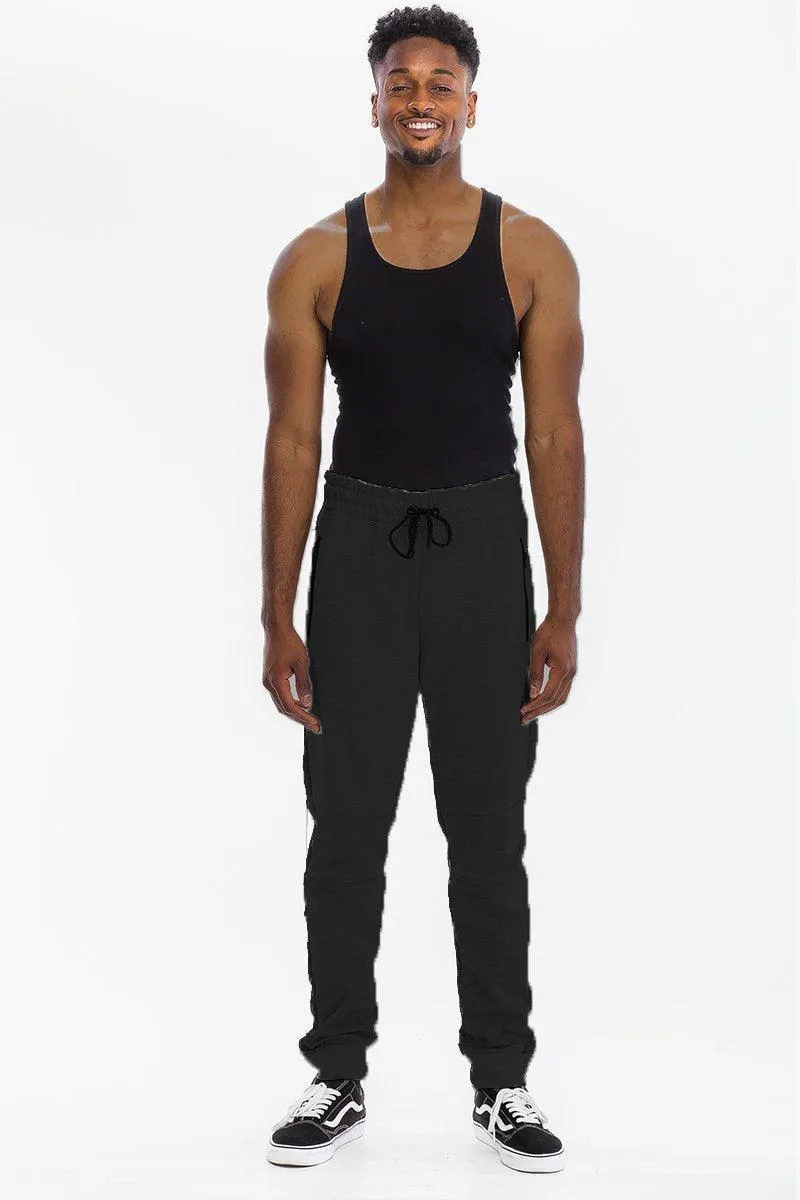 Mens Dark Grey Heathered Sweat Pants Joggers