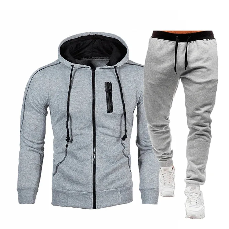 Men's Fall Winter Cardigan Hooded Hoodie Jacket Jogger Two Piece Set