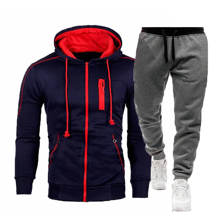 Men's Fall Winter Cardigan Hooded Hoodie Jacket Jogger Two Piece Set