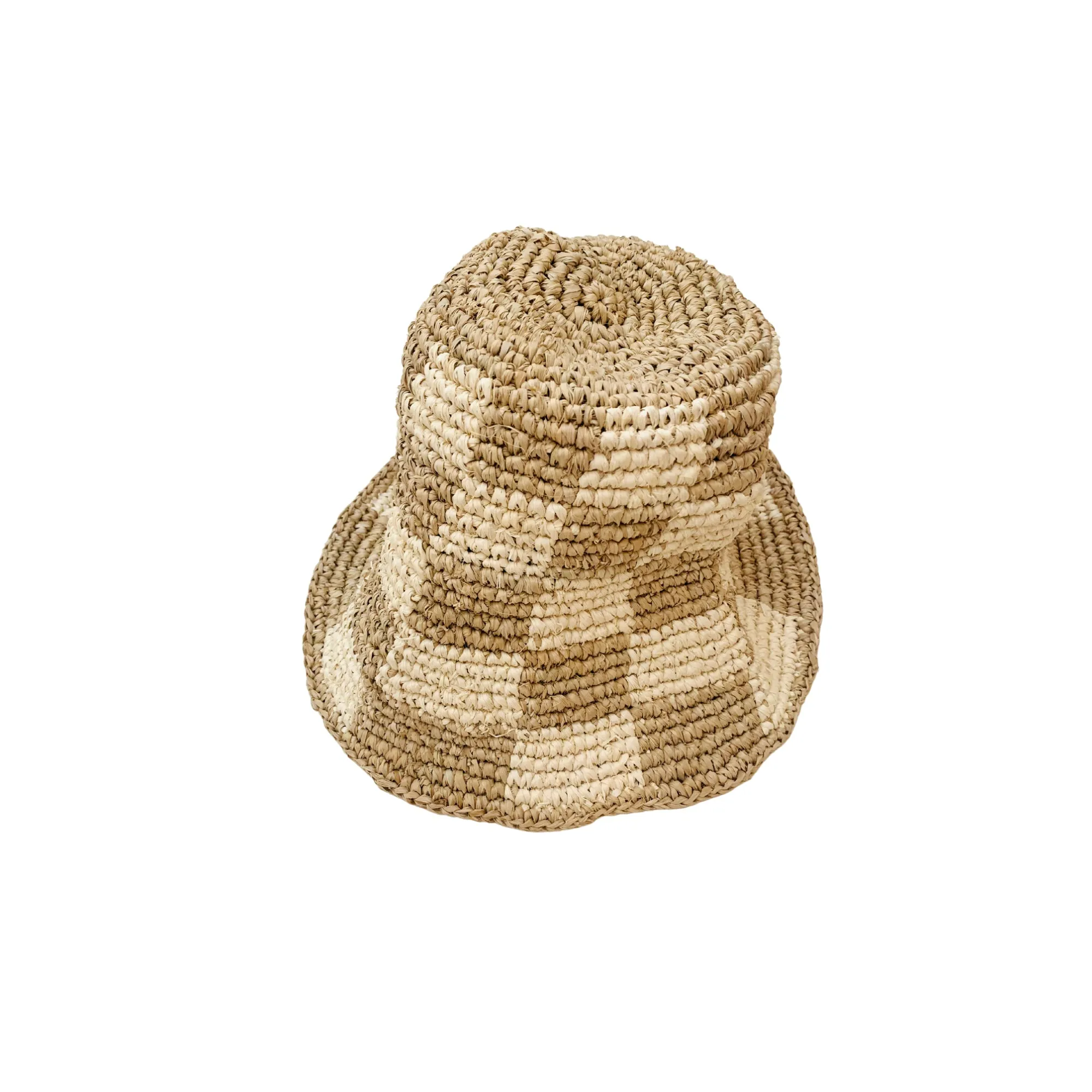 Millie Handwoven Raffia Straw Hat - Checker