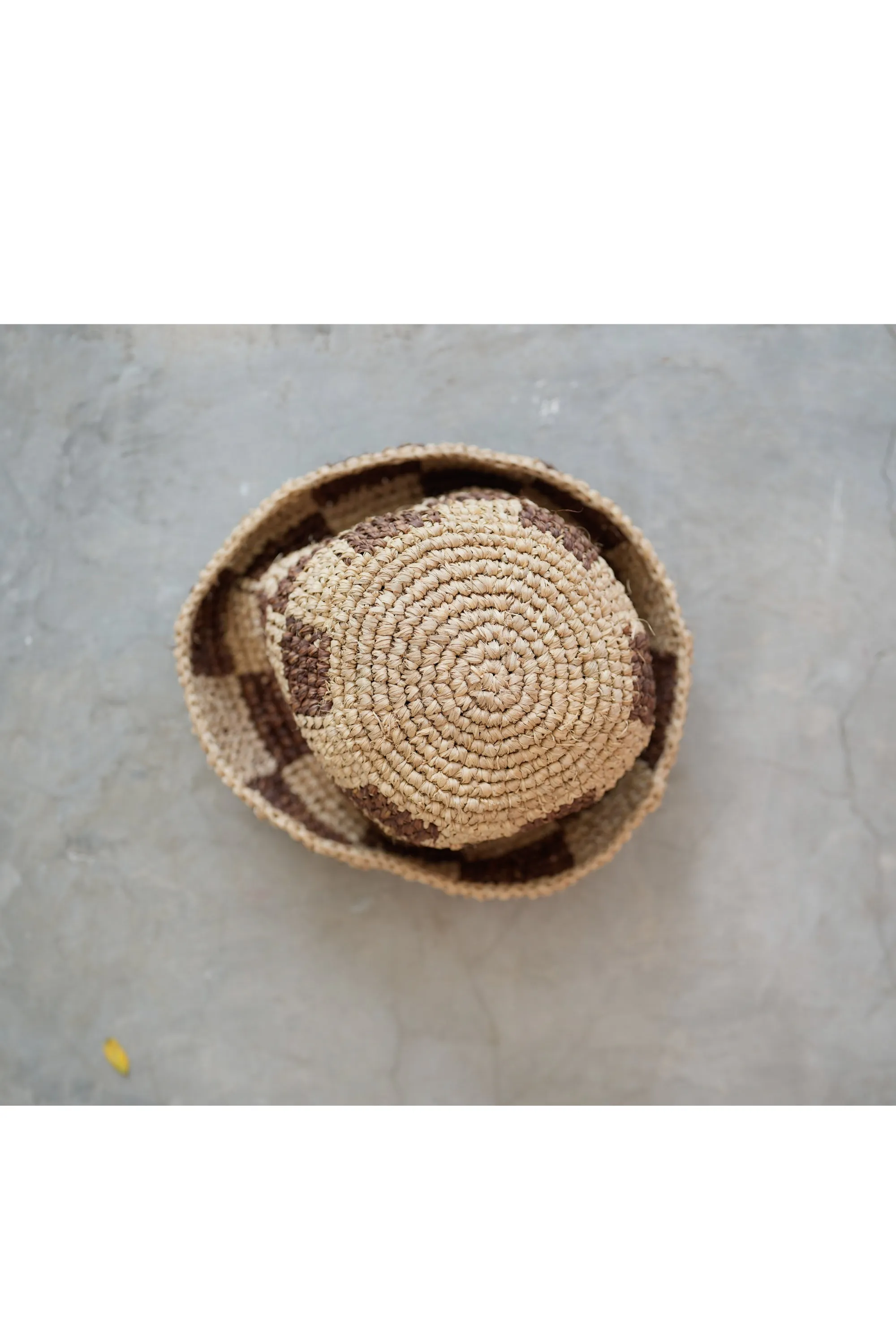 Millie Handwoven Raffia Straw Hat - Checker