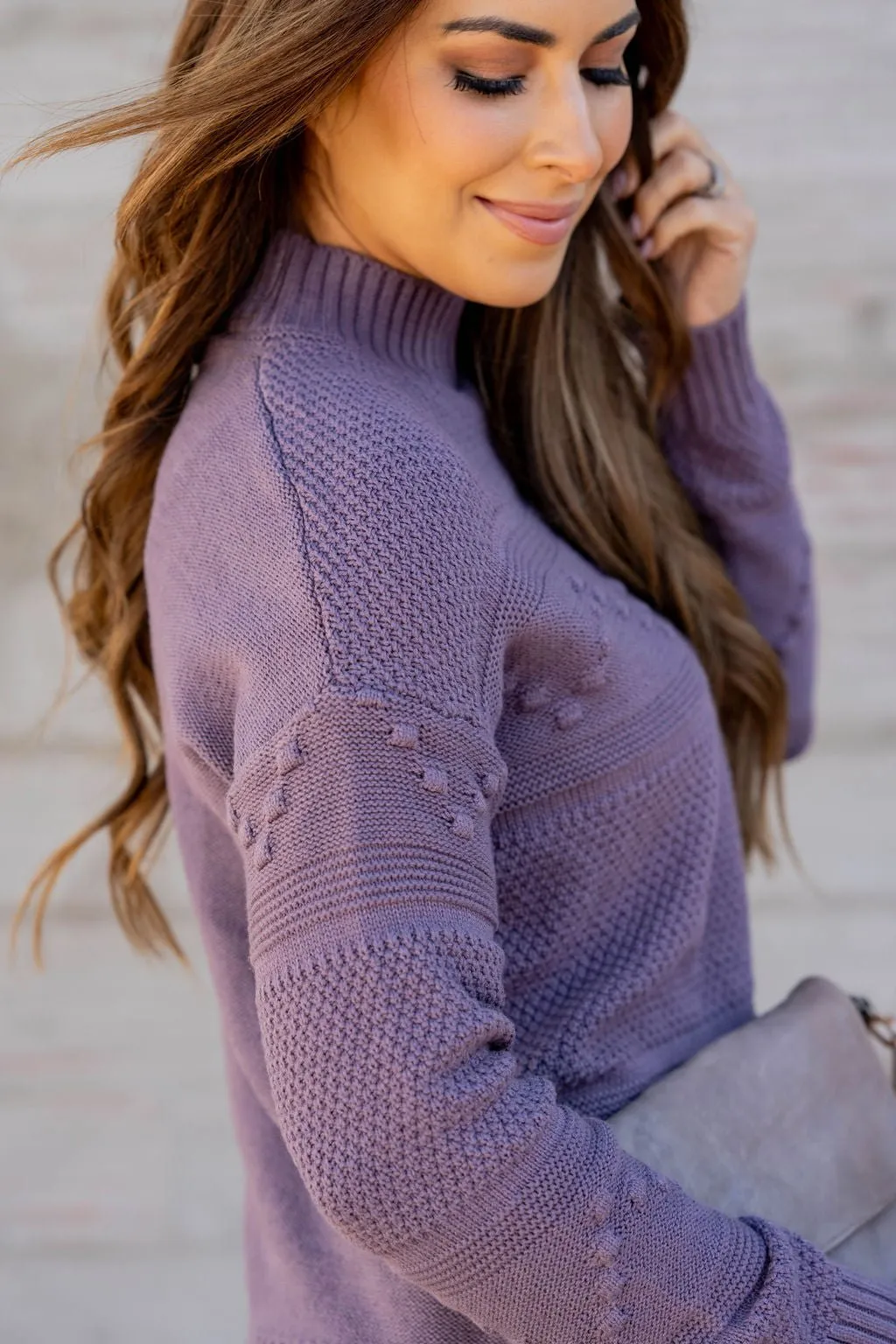 Mixed Stitched Ribbed Trim Sweater