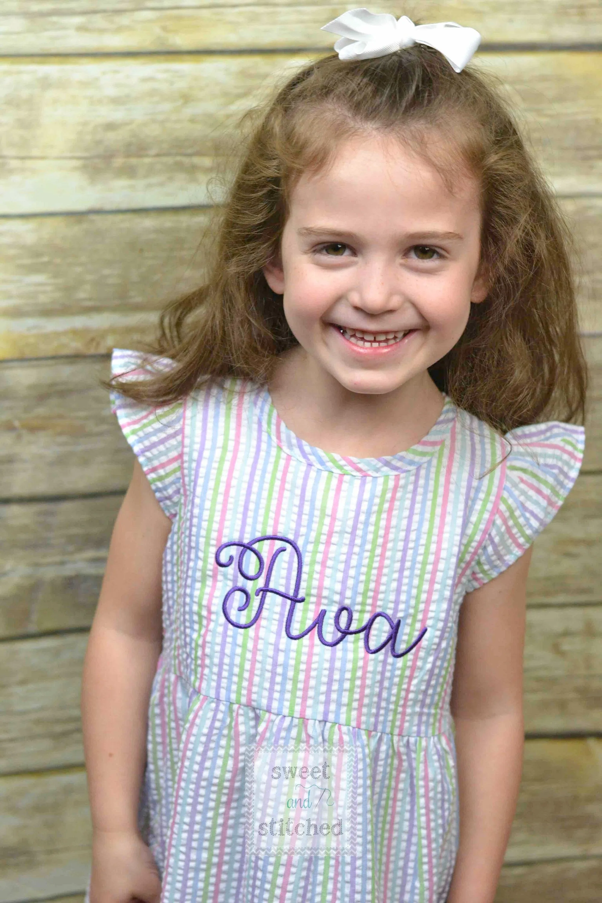 Monogrammed Seersucker Easter dress, toddler dress, baby girl rainbow dress personalized, Summer outfit, Baby Girl Beach Outfit