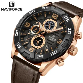 NAVIFORCE NF8043  Casual Leather Strap Luxury Business Calendar Quartz Luminous Fashion Men's Watches