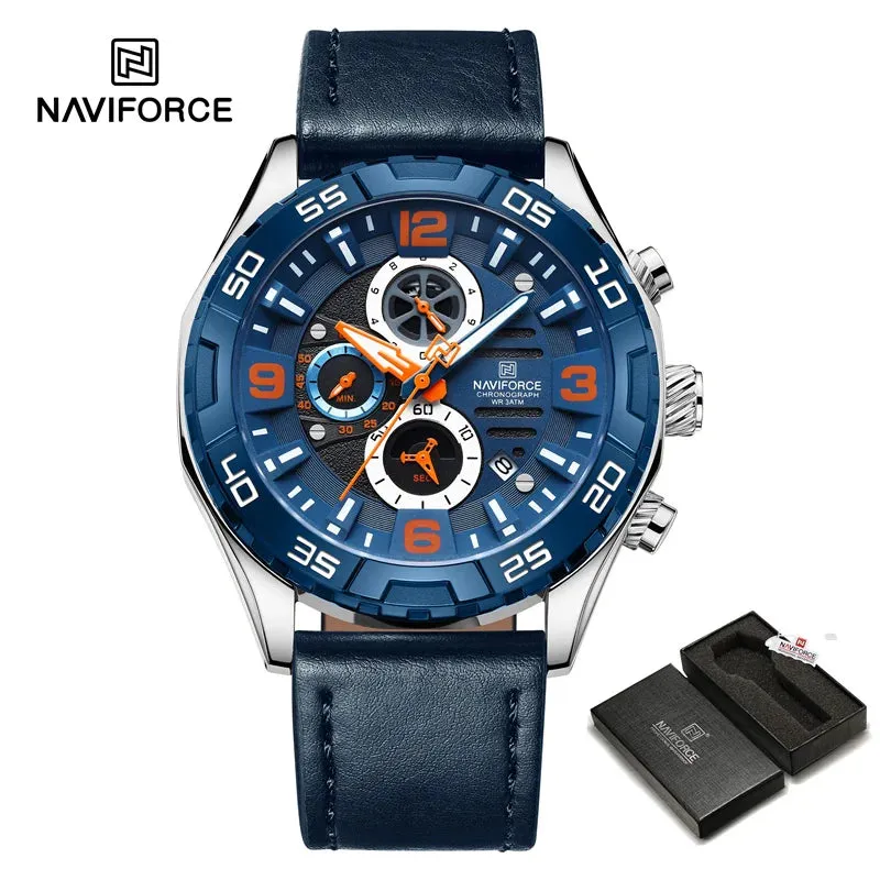 NAVIFORCE NF8043  Casual Leather Strap Luxury Business Calendar Quartz Luminous Fashion Men's Watches