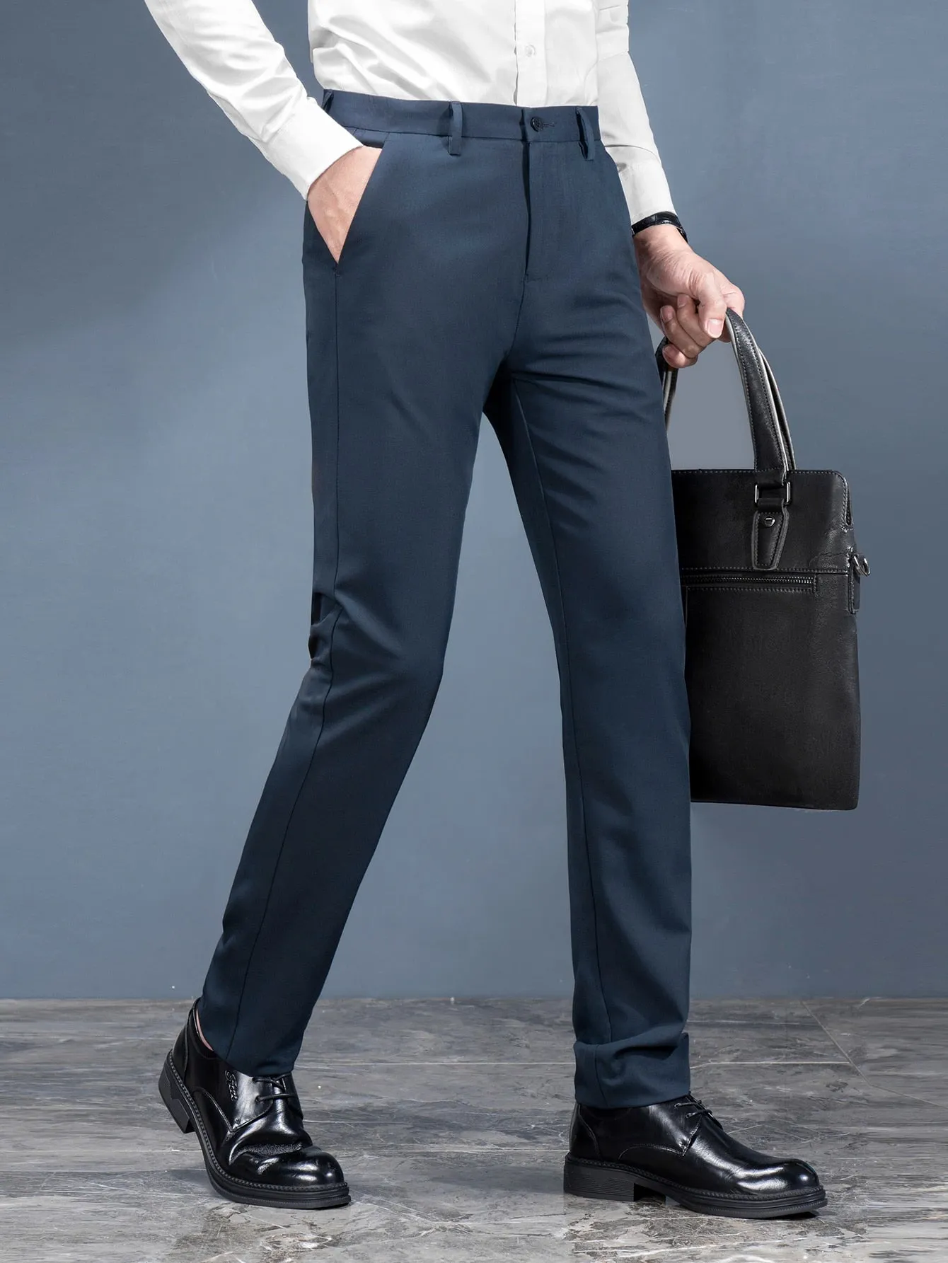 Navy Blue Slant Pocket Tailored Trousers