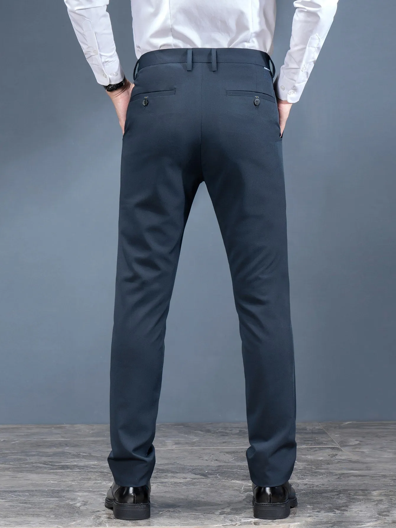 Navy Blue Slant Pocket Tailored Trousers