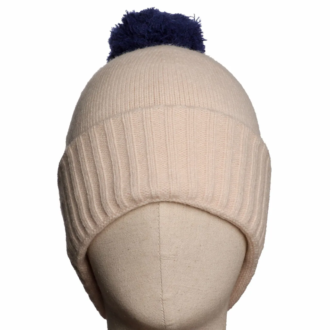 Navy Knitted Pom Pom Hat