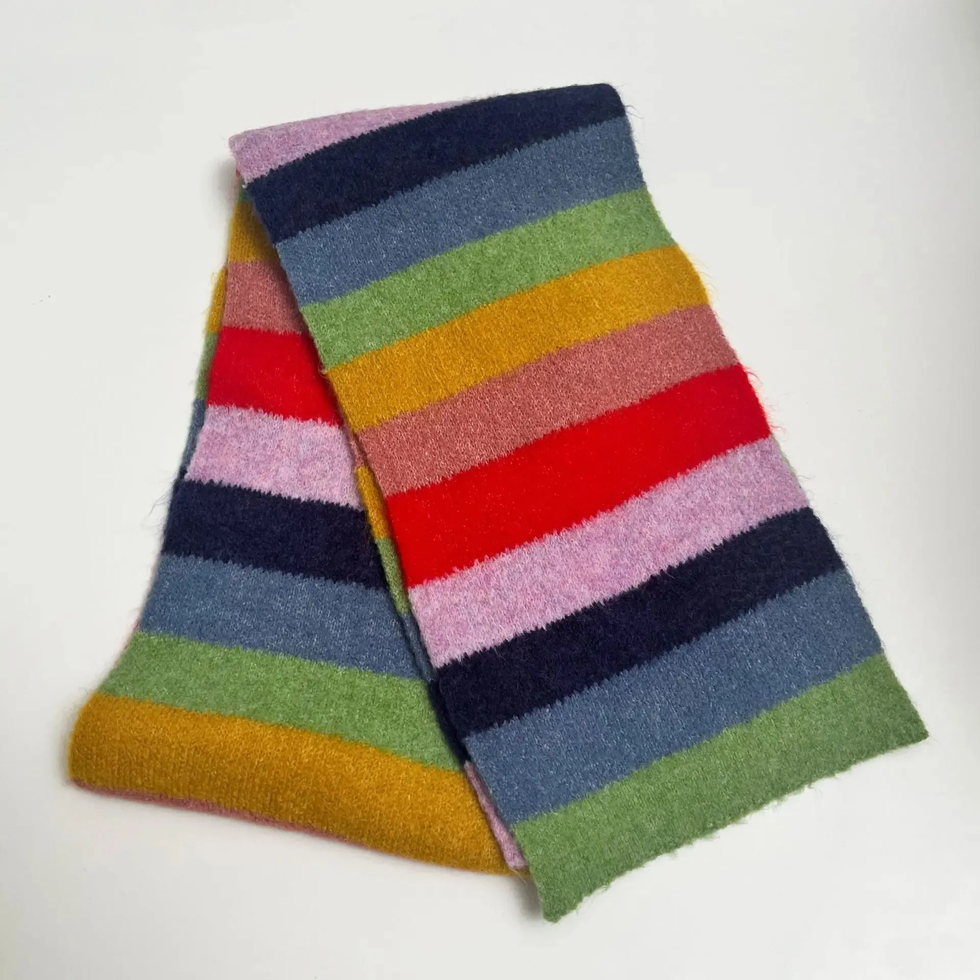 New Winter Cashmere Shawl Women Colorful Striped Neck Scarf