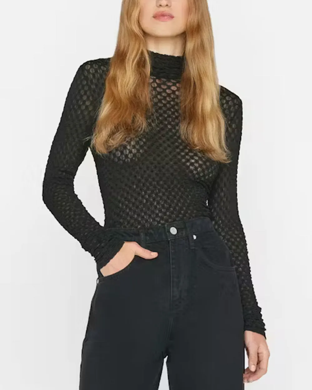 Noir Mesh Lace Turtleneck