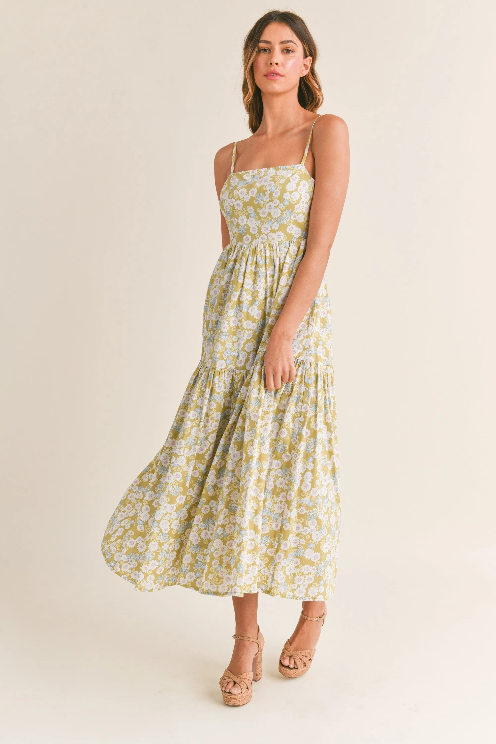 Nora Spaghetti Strap Open Back Floral Maxi Dress