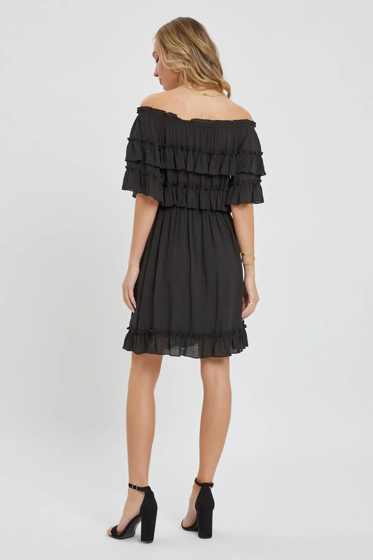 Off Shoulder Ruffle Dress - 3 colors