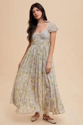 Paneled Lace Floral Maxi Dress