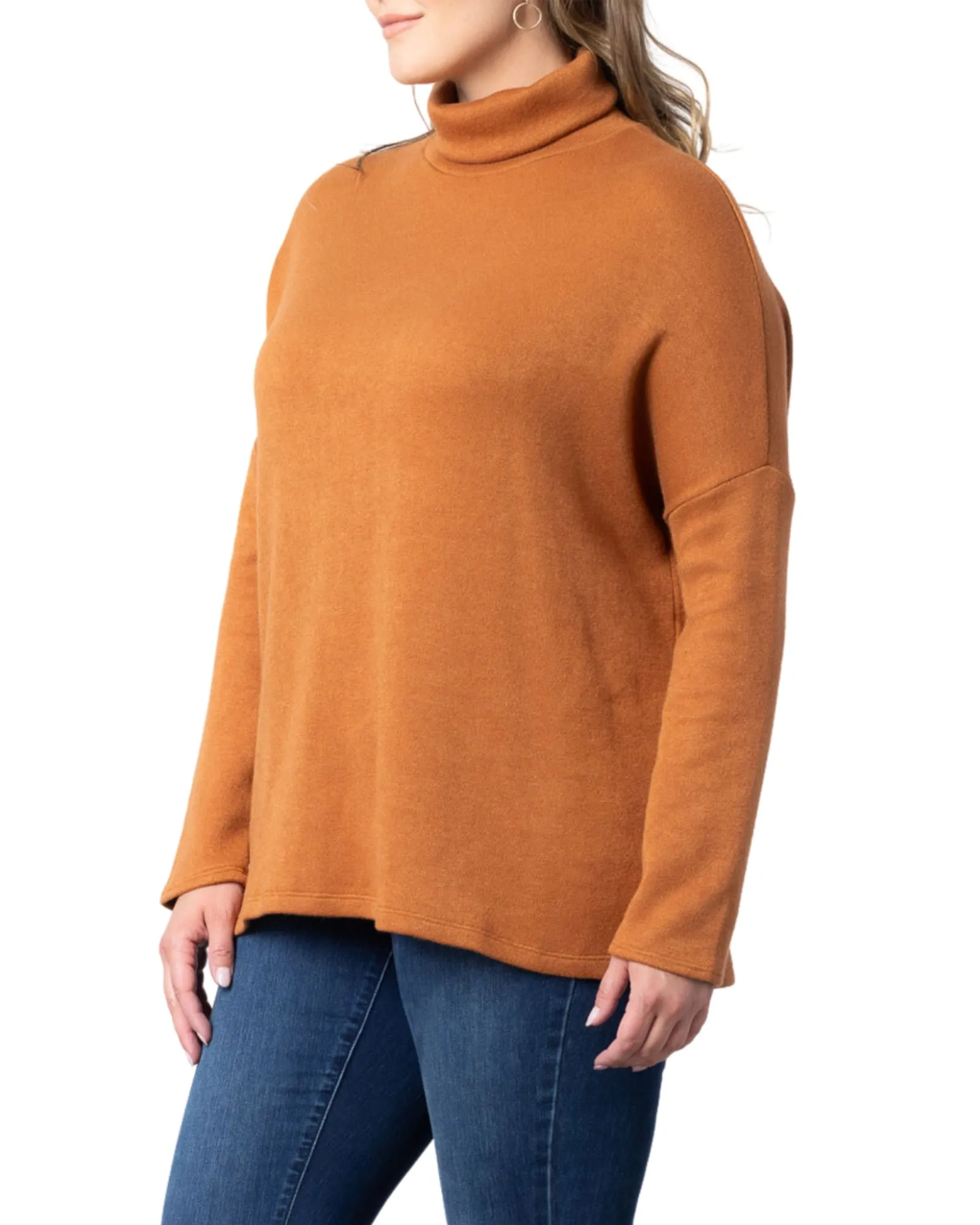 Paris Turtleneck Tunic Sweater | CAMEL