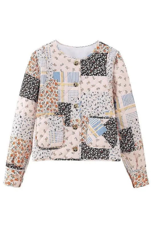 Patchwork Print Quilted Jacket